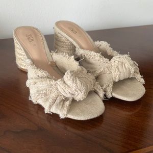 Zara Fray Knotted Heeled Mules
